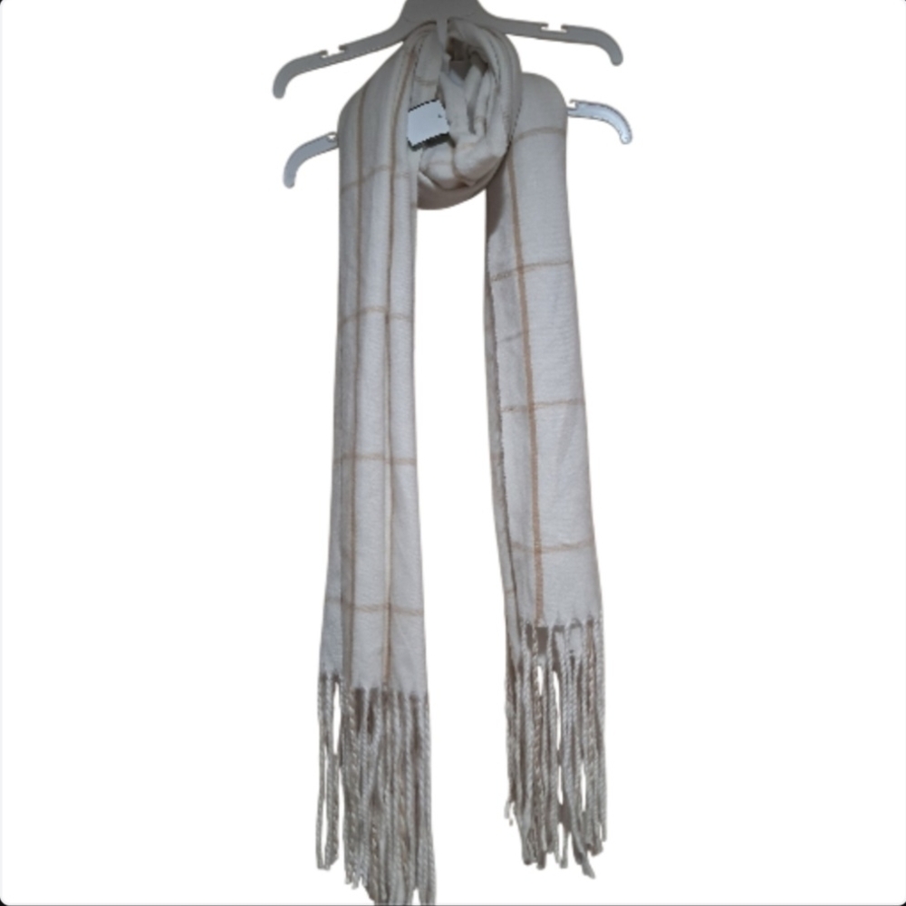 a new day Cream and Tan Checkered Scarf